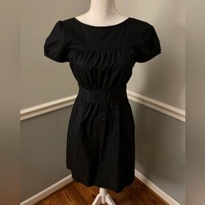 Theory “Dilia” Black Cotton Open-Back Dress – Size 4